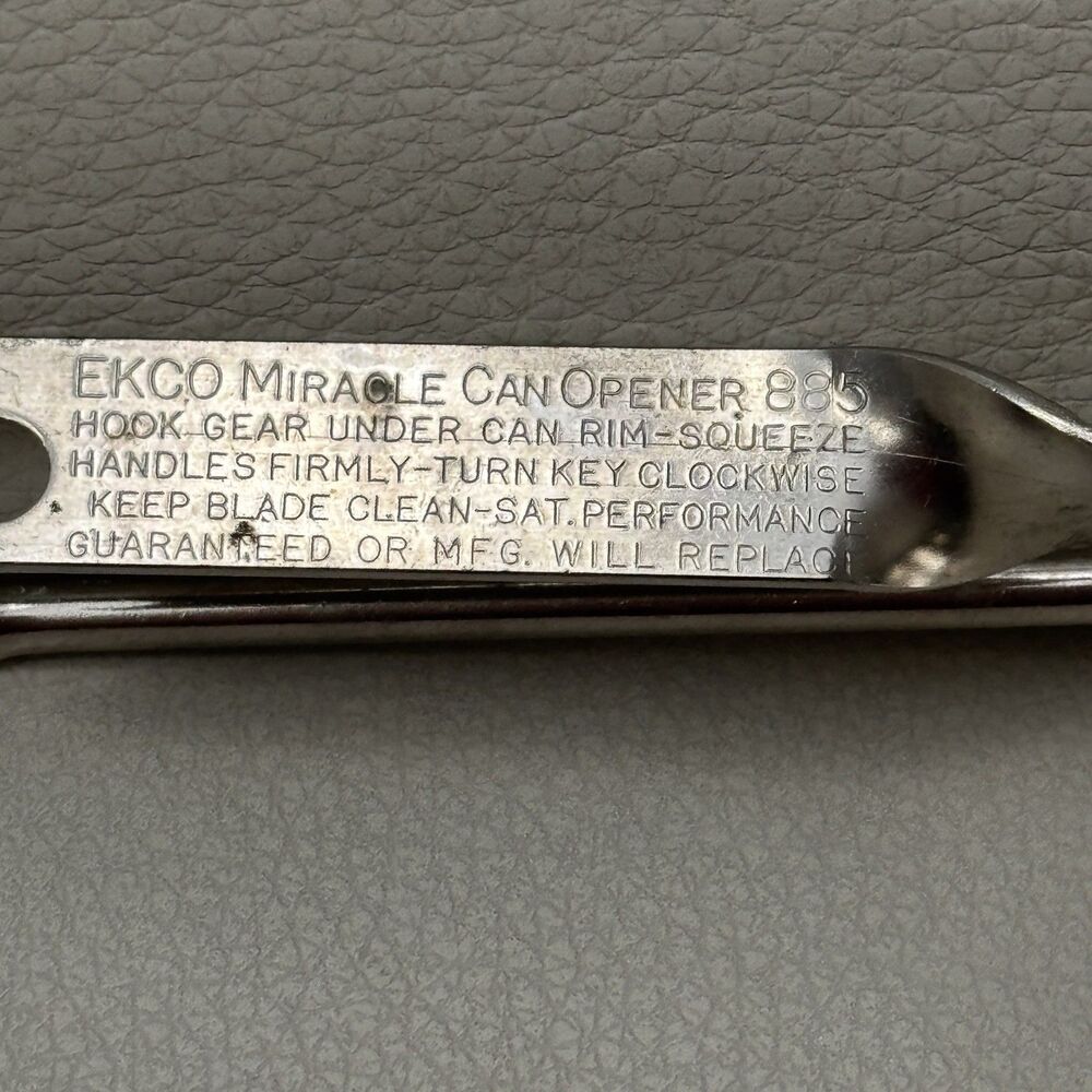 Vintage Ekco Miracle Can Opener 885 Handheld Metal & Bottle Opener Made In USA